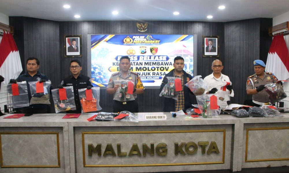 Polresta Malang Kota Gagalkan Rencana Kerusuhan Pasca – Aksi Damai, 12 Tersangka dan 4 Bom Molotov Diamankan